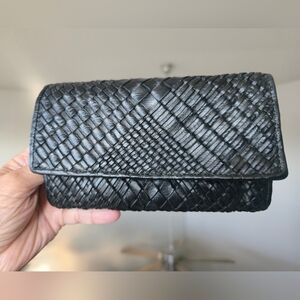 Black Woven Leather Wallet